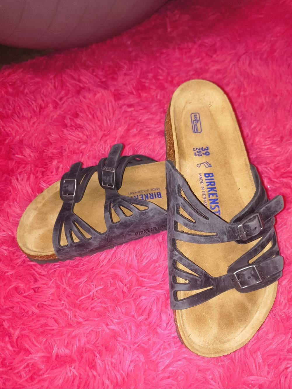 Birkenstock Granada Size 8 Women's Black Suede Cutout Double-Buckle Sandals